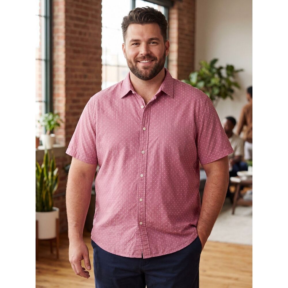 Bonobos Men's Pink Short Sleeve Cotton Dress Shirt XXL